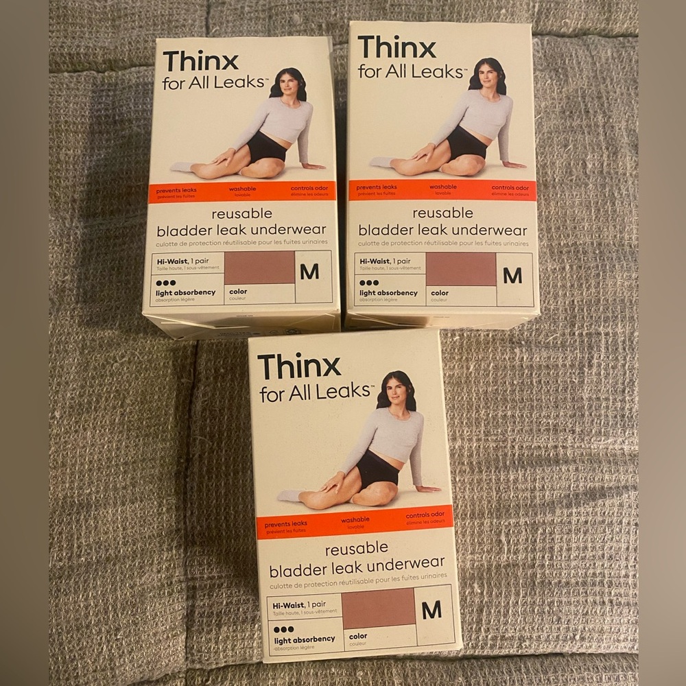 Lot of 3 Thinx for All Leaks Reuasble Bladder Leak Underwear, size Medium